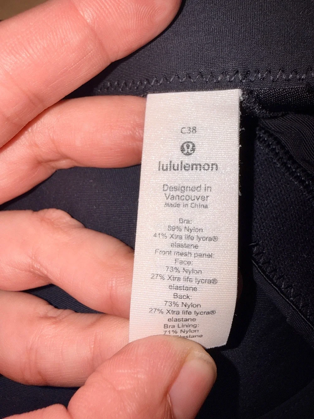 lululemon Athletica Run Times Black Sports Bra - 38C